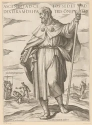 De heilige Jakobus de Meerdere Han, der steg op til himlen, sidder ved Gud den Almægtige Faders højre hånd (titel på objektet) Kristus, Maria og apostlen (serietitel)