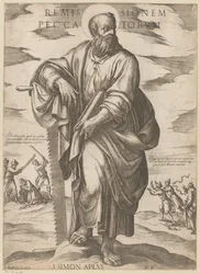 Af Sankt Simon Forladelse af synder (titel på objekt) Kristus, Maria og apostlen (serietitel)