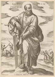 Af Sankt Simon Forladelse af synder (titel på objekt) Kristus, Maria og apostlen (serietitel)