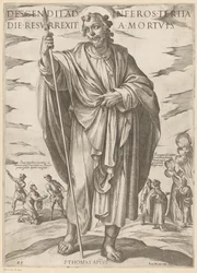 Af St. Thomas Ned i helvede, opstod fra de døde på den tredje dag (titel på objekt) Kristus, Maria og apostlen (serietitel)