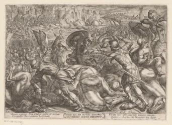 Jerikos fald Iosues ercam septies Iericho circumducit moenia corruunt (titel på objekt) Det Gamle Testamentes kampscener (serietitel)
