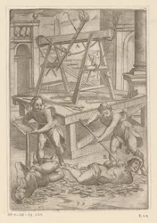 Tortur med kogende olie. Martyrier udholdt af kristne martyrer (serietitel). Varia tormentorum et suppliciorum crudelium (...) (serietitel)