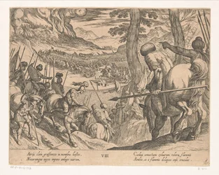 Alexander den Stores hær omringer fjendens styrker med ild Alexander den Stores gerninger (serietitel) Alexandri magni praecipvae res gestae (serietitel)