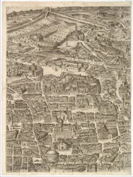 Plan for byen Rom. Del 3 med Santa Maria Maggiore, Pantheon og Trajans ..., 1645.