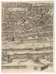 Plan over byen Rom: ark 9 med Piazza Navona, Campo di Fiore og Sant..., 1645.