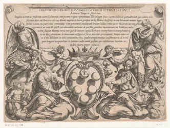 Titeltryk med dedikation til og våbenskjold af Cosimo II de