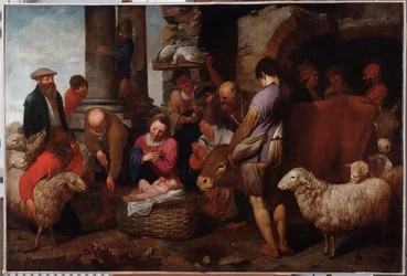 The Adoration of the Magi Maleri af Antonio Travi (1608-1665) Genes Musei di Strada Nuova fra det 17. århundrede (tidligere Palazzo Bianco)
