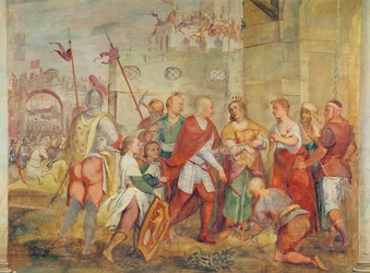 Jacopo Barbarigo befriede dronning Margaret af Ungarn fra tyrkerne i 1426 (vægmaleri)