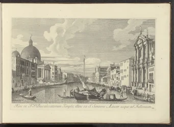 Se på Canal Grande, Santa Maria di Nazareth og San Simeone Piccolo i Venedig Derfor fra F.F. Temple of the Discalced, ud over fra S. Simeon Minor til Fullonium (titel på objekt) Den mest berømte udsigt over byen Venedig, fra Antonius-kanalen