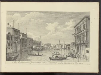 Se på Canal Grande og Palazzo Vendramin-Calergi te Venetië Fra Grimanernes huse på denne side, på tronernes, så langt som til Royal Canal (titel på objektet) Mere berømte udsigter over byen Venedig, fra Antonius Canal 38 paneler trykt på luft af Antonio