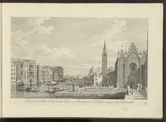 Se på Canal Grande en de Chiesa di Santa Maria della Carità te Venetië På denne side fra Charity-huset, på den anden side fra regionen S. Vitalis til Telonium (titel på objektet) Den mest berømte udsigt over byen Venedig, fra Antonius-kanalens 38 paneler i