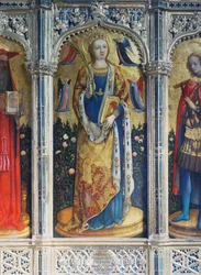Polyptykon med den hellige Sabina, detalje, af Antonio Vivarini kendt som Antonio da Murano, San Zaccaria-kirken, Venedig, Veneto, Italien, 2. århundrede