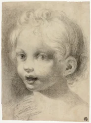 Børnehoved (recto) Nøgen mandlig figur (verso)