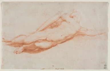Studie af en falden soldat, muligvis omvendelsen af Saul recto..., ca. 1525.