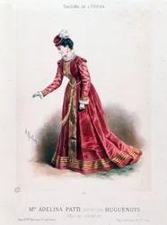 Portræt af sangerinden Adeline Patti (1843-1919) som Valentine i operaen Les Huguenots af Giacomo Meyerbeer (1791-1864).