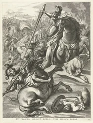 Achilles besejrer Telephos; Ferdinands indtog i Gent i 1635 Et tanta gessit bella dvm bellvm parat (titel på objekt)