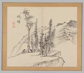 Dobbelt album af landskabsstudier efter Ikeno Taiga, bind 2 blad 21, 1700-tallet.