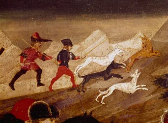 Historien om Griselda, maleri fra midten af 1400-tallet af Apollonio di Giovanni (ca 1417 eller 1415-1465), tempera på træ, 38x165 cm., Detalje