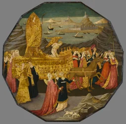Kyskhedens triumf, omkring 1450-1460 (tempera og bladguld på panel)