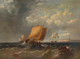 A Fishing Lugger ud for Kents kyst, c1854, 1938