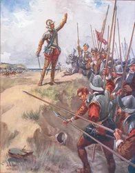 Jeg vil være den modigste mand i kampen, illustration fra Ballads of Famous Fights, ca. 1900