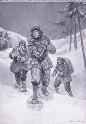 Gennem sporløst spild til Labrador (Donald Smith), illustration fra Cassells Romance of Famous Lives, ca. 1940