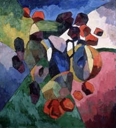 Blå kande og frugter, 1913