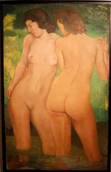 Søstre bader, ca. 1940 (olie på lærred)