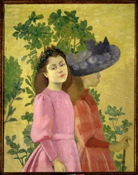 To unge piger, forårsmaleri af Aristide Maillol (1861-1944) 1890 privat samling