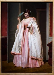 Ung pige læser et brev, ca. 1851 (Olie på træ)