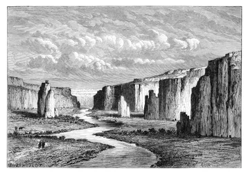 Klipper i den gule jord, nord for Tai-Yeun, Shanxi, Kina, 1895.