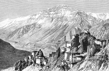 Dankar, Lahul og Spiti, Indien, 1895.