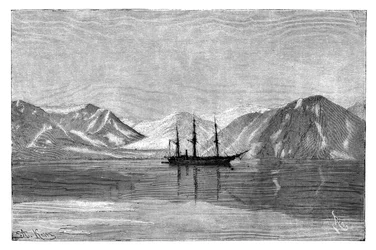 Vegaen for anker i Konyam Bay, Sibirien, Rusland, 1895.