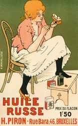 Reklameplakat for "Huile Russe" skobeskytter, 1896