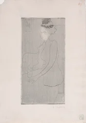 Femme assise avec chapeau a plumes (Siddende kvinde med fjerhue) ca. 1893 (radering)
