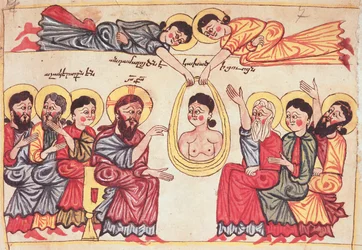 Helbredelse af syge fra et evangelium, ca. 1200
