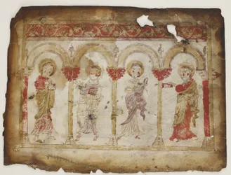 Portræt af evangelisterne fra et evangelium (ugennemsigtig akvarel, blæk og guld på pergament)