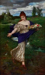Flora, der strør blomster ud