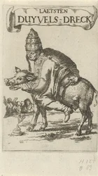 Pause på en gris Titelblad for: J. Lydius, Laetsten duyvels-dreck, 1687