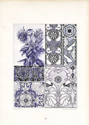 Cornflower Ornament Studies in Blue Tones (litografi)