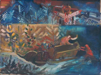 Carrying the sick, ca. 1940 (olie på lærred)