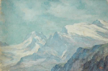 Mountainous Landscape (olie på ustrakt lærred)