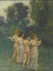 Cherubian Children, 1900 (pastel over wc)