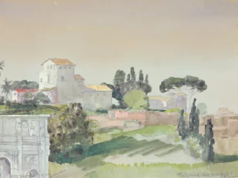 Palatinerhøjen fra Colosseum, 1927 (wc på papir)