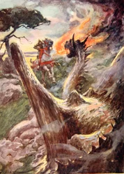 George and the Dragon, ca. 1925 (farve litho)