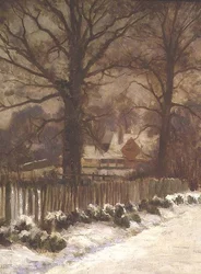 Elms in a Snowy Lane (olie på lærred)