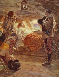 The Death of Admiral Blake (1599-1657) illustration fra Drakes Drum and Other Songs of the Sea af Henry Newbolt (1862-1938)