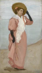 En dame ved havet, (A Sudden Gust of Wind), c.1895