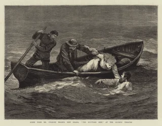 Scene fra Mr. Charles Reades nye drama, The Scuttled Ship, på det olympiske teater