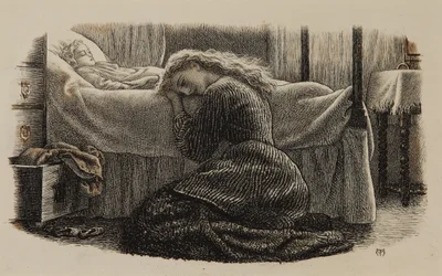 Det yngste barns død, ca. 1865 (blæk på papir)